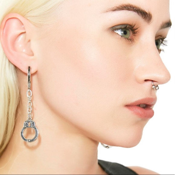 Dolls Kill Jewelry - Dolls Kill Silver Gotcha Handcuff Dangle Earrings